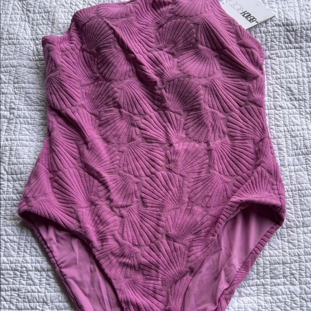 NWT BEACH RIOT athena purple shell terry one piece swimsuit size large - Picture 9 of 9